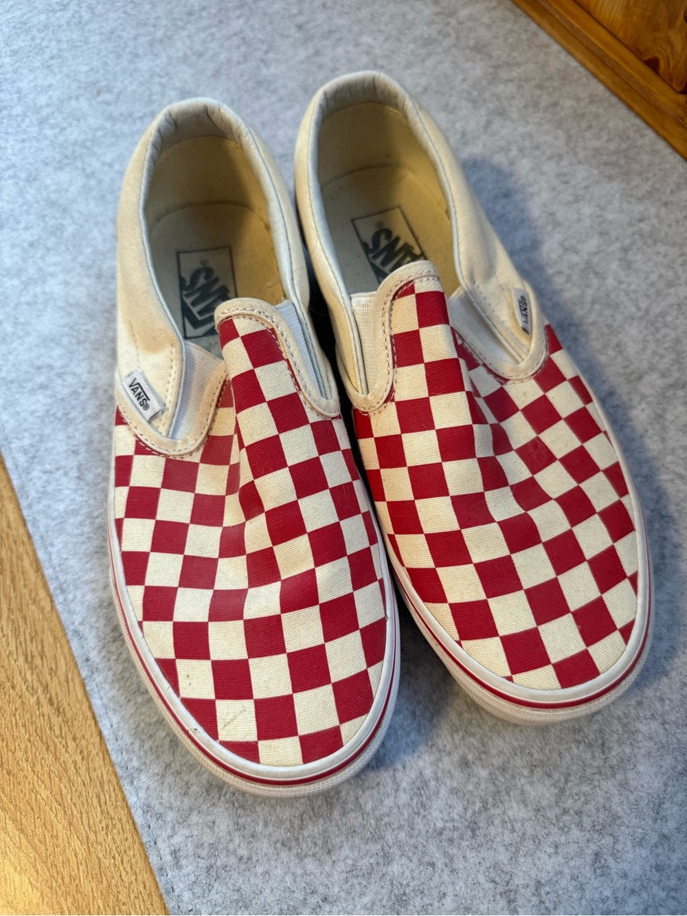 Vans Slip-On Checkerboard Shoes - Red/White